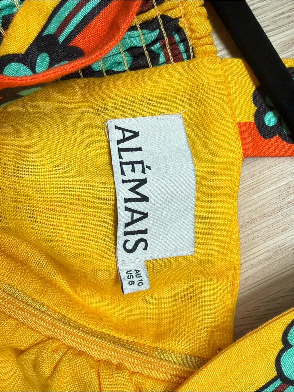 Alemais Yellow Orange Floral Twist-Front Midi Dress - Picture 7 of 7